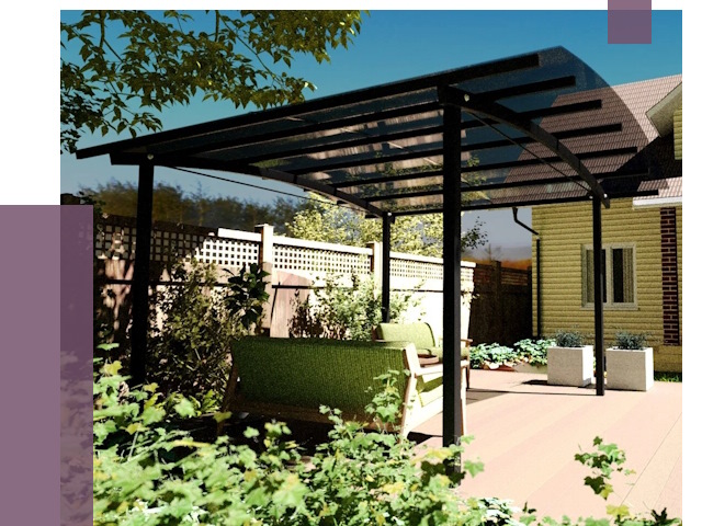 Навесы для террасы в Кулебаках от 13140 руб. под ключ | ПРОЛЁТ-Клб