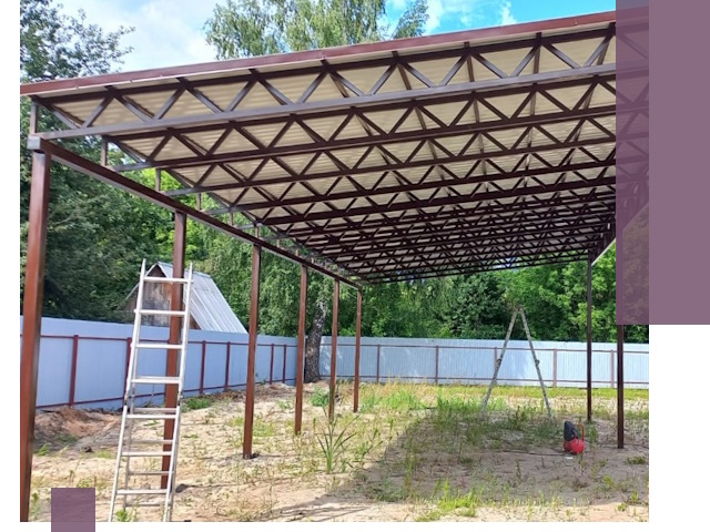 Односкатные навесы под ключ в Кулебаках — изготовление и монтаж