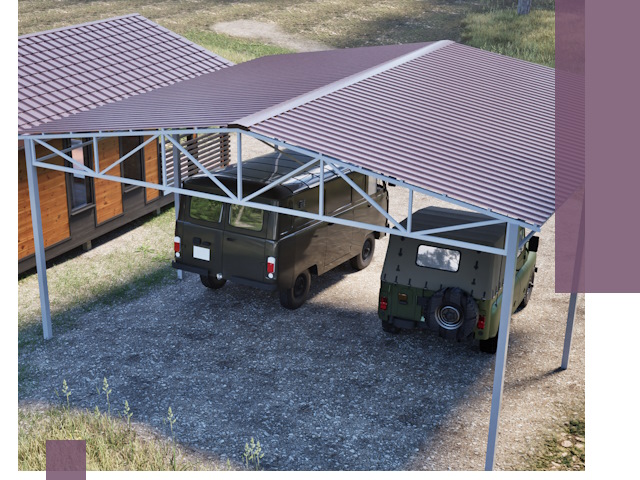 Двускатные навесы под ключ в Кулебаках — изготовление и монтаж